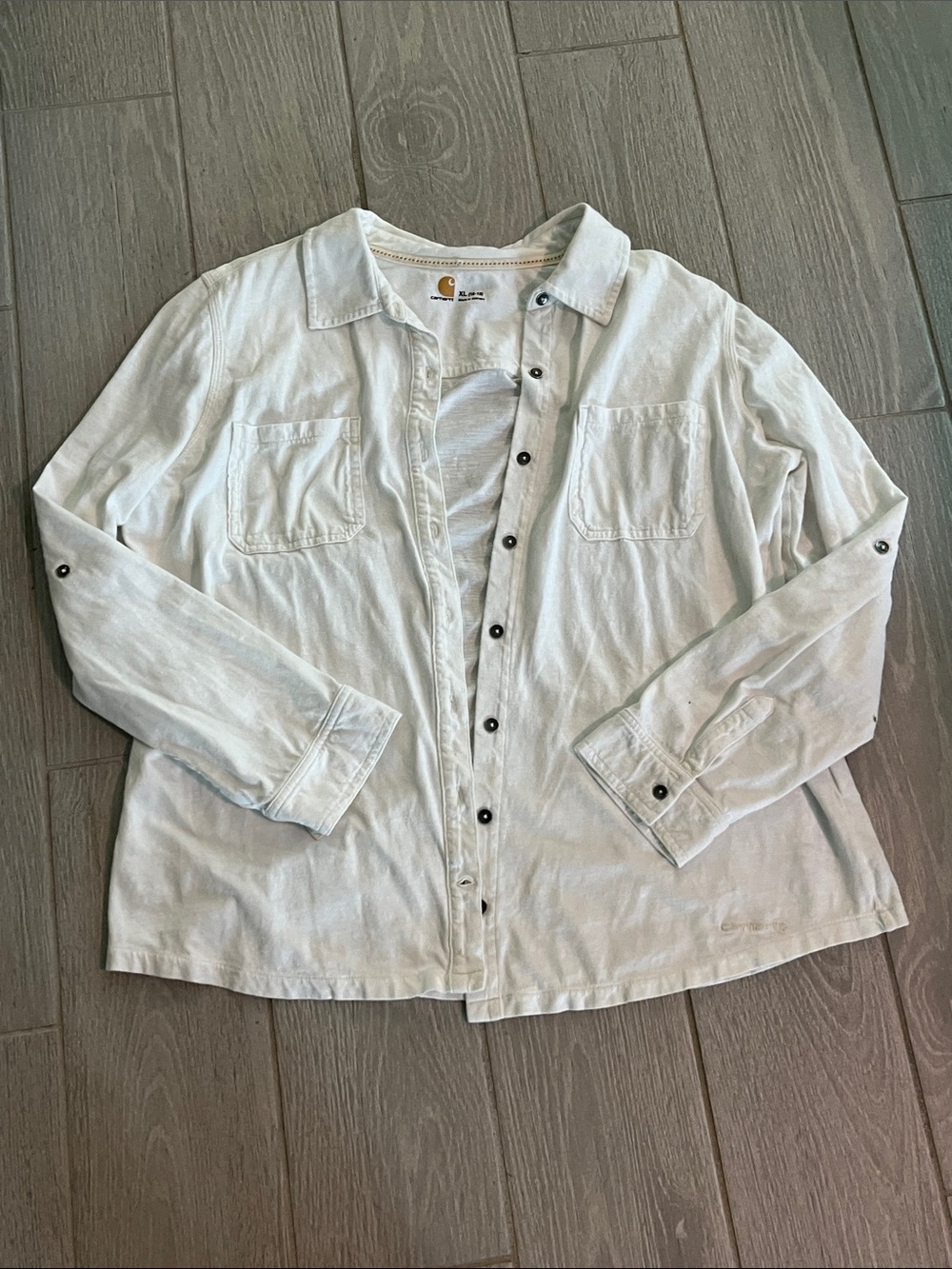 Carhartt Men’s Light Gray Long-Sleeve Button-Down Shirt